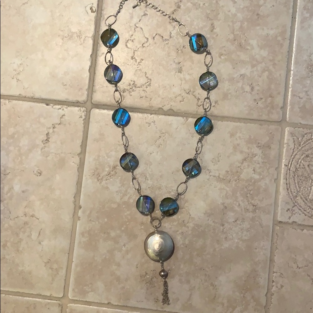 Silver and crystal necklace.